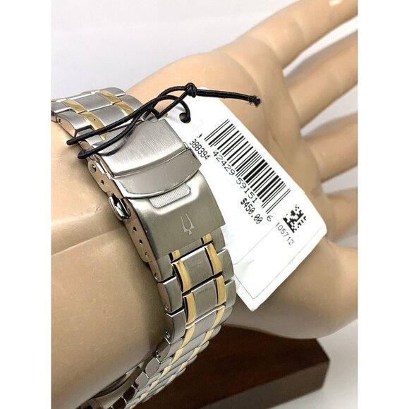 Bulova Men's Watch 98B394 Black Dial Date Quartz Two Tone Stainless Stee… - Picture 10 of 14